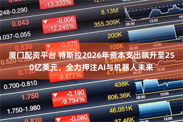 厦门配资平台 特斯拉2026年资本支出飙升至250亿美元，全力押注AI与机器人未来